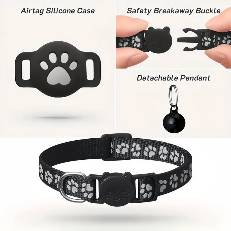 Cat Tracker GPS Collar for Cats (Only iOS) Electronic Pet Locator Waterproof Compatible with Apple Find My No Monthly Fee Advanced Tracking Solution Smart Collar for Pet Safety Ideal Small Large Cats