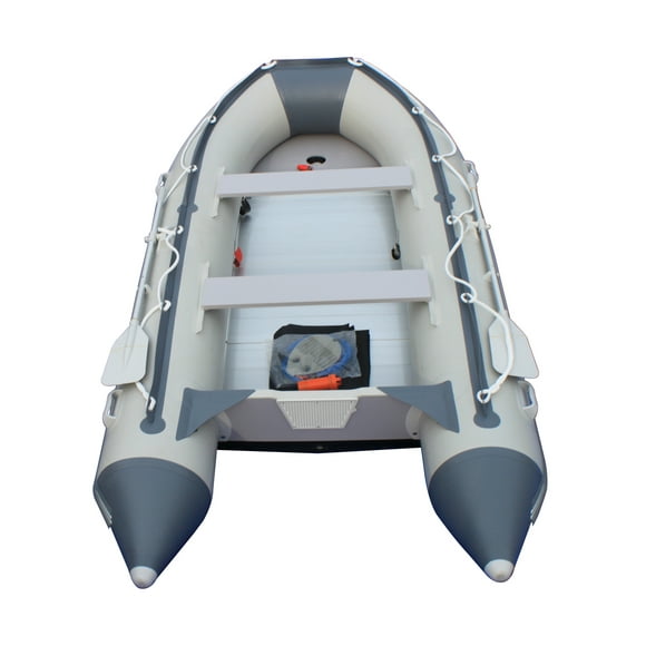 Boatify12.5ft Inflatable Boat Raft Fishing Dinghy Pontoon Boat kayaka with Aluminum Floor GREY