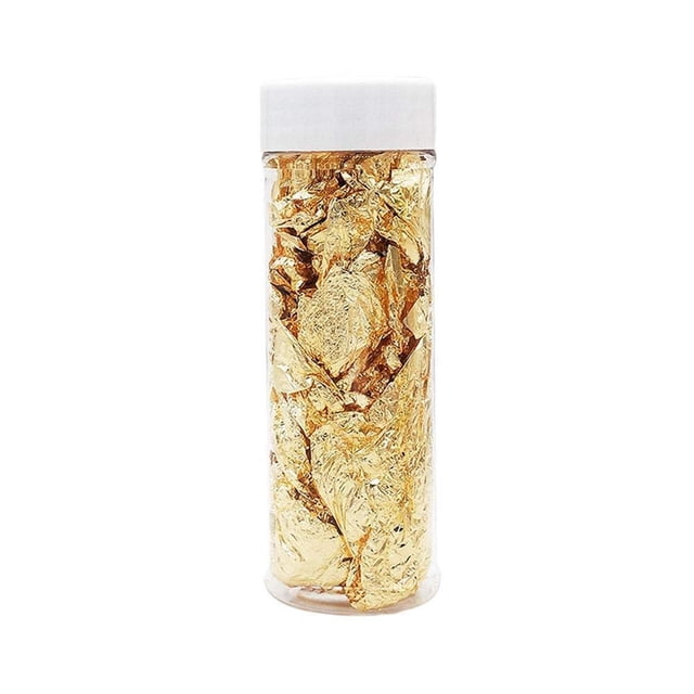 Escamas de hojas de oro, 0.07 oz de escamas de lámina metálica para pintar artes, manualidades, uñas, escamas de bricolaje (oro) no se decoloran ni se oxidan fácilmente.