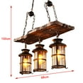 thumbnail image 2 of 3-Light Rustic Farmhouse Chandelier Lantern Ceiling Light Wood Pendant Lamp, 2 of 12