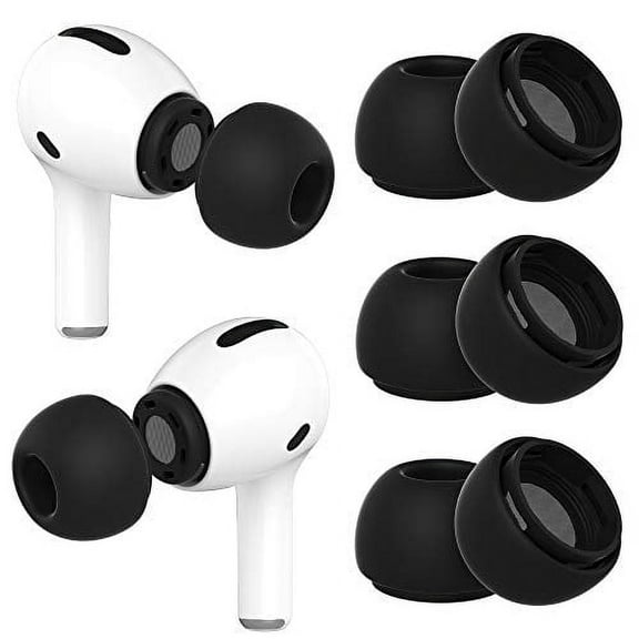 3 Pairs Ear Tips for Airpods Pro Replacement Silicone Ear Buds with Noise Reduction Hole(Fit in Charging Case)Medium Tips | Black