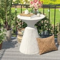 COSIEST Outdoor Patio Small Garden End Table, Mushroom Shaped Round White Concrete Accent ...