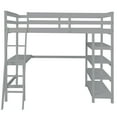 Full Size Loft Bed with Desk, Storage Loft Bed with Bookcase Shelves