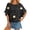 Black, variant on Womens Floral Graphic Blouses Crew Neck Short Sleeve Crochet Knit Hollow Out Relaxed Fit Casual Summer Elegant Boho Style Flower Top