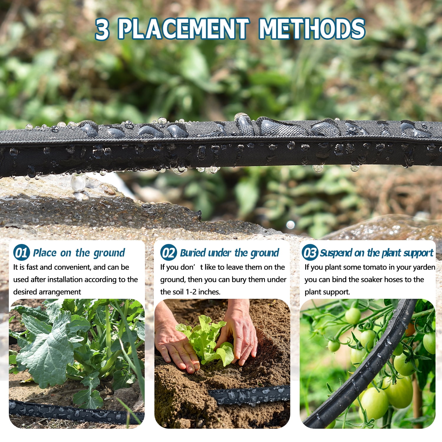 Soaker Hose for Garden Beds, Drip Irrigation Hose Save 80% Water,Garden Drip Watering Hoses for Irrigation System,Leakproof Watering Garden Hose with Holes Easy Gardening Yard Work Sprinkler Hose