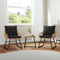 thumbnail image 3 of Renwick 3-Piece Patio Bistro Set with Wicker Rattan Chairs and Table, Tan/Black, 3 of 10