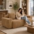 thumbnail image 3 of DEALTOPS 78.7" Modern 2-Seater Velvet Boneless Cloud Sofa Couch, Modular Loveseat with 2 Pillows, Camel, 3 of 8