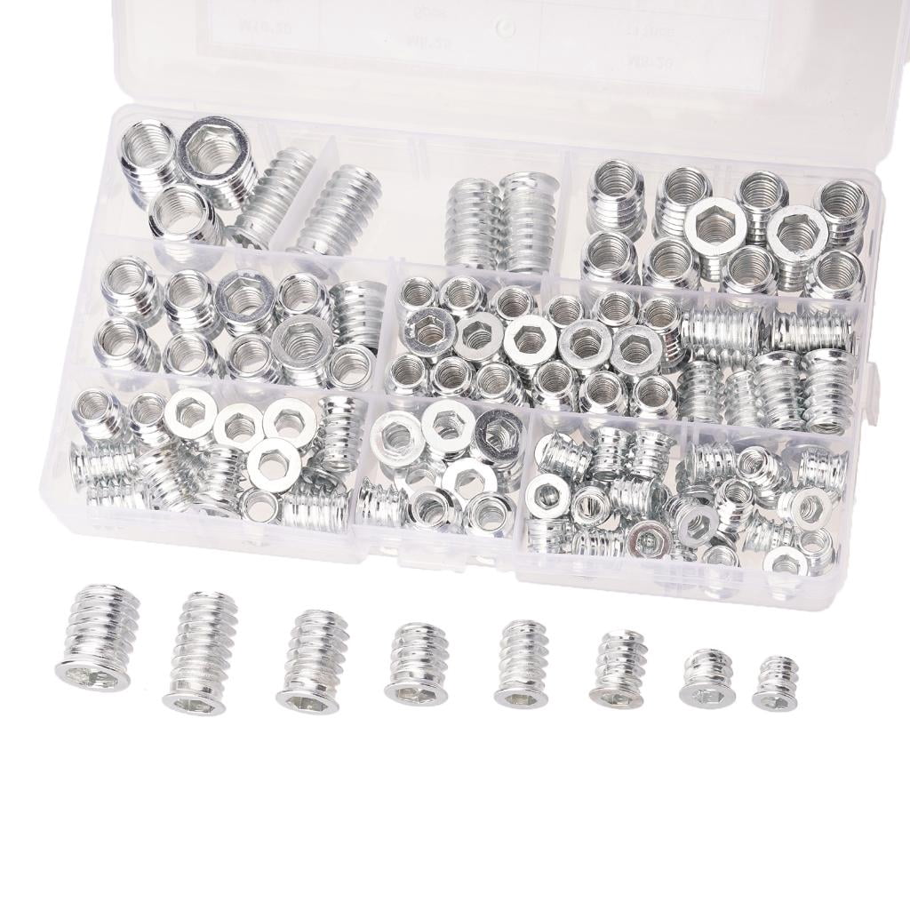 Pack of 125pcs Screw Set 5-10mm Furniture Threaded Nut Set Convenient Wood Threaded Insert Assortment for Wood Furniture