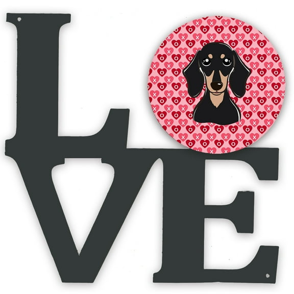 Smooth Black and Tan Dachshund Metal Wall Artwork LOVE