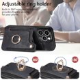 thumbnail image 5 of Phone Case for iPhone 15 Pro 6.1 inch Wallet Cover with Screen Protector and Wrist Strap Lanyard RFID Credit Card Holder Ring Stand iPhone15Pro 5G i i-Phone i15 iPhone15 15Pro Women Men Black, 5 of 14