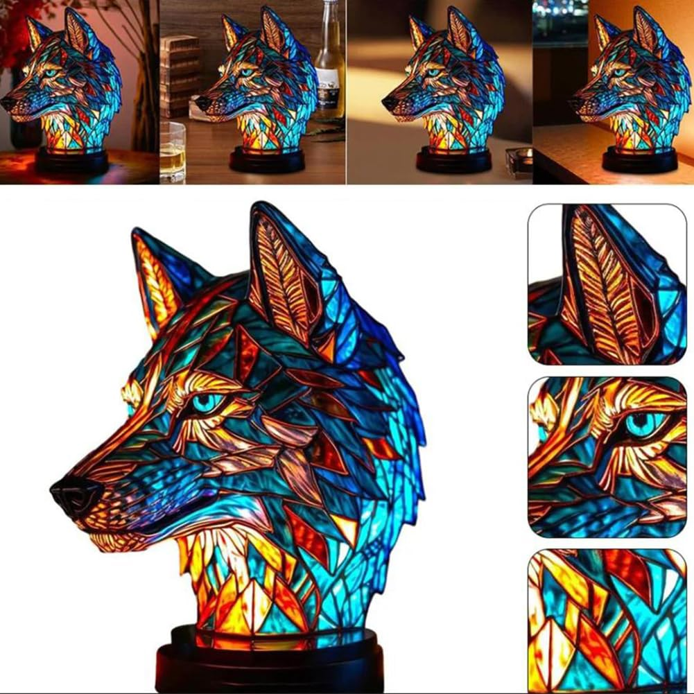Colorful Strange Animal Series Night Light, Retro Stained Resin Tabletop Lamps for Desktop Decoration and Christmas Gifts