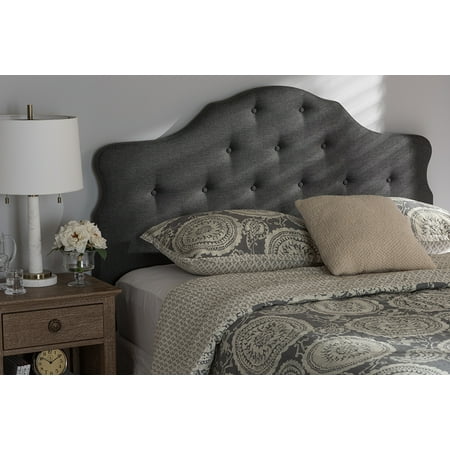 Baxton Studio Dacia Modern and Contemporary Dark Grey Fabric King Size Headboard