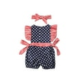 thumbnail image 3 of Licupiee Infant Baby Girls 4th of July Romper Jumpsuit with Bowknot Bodysuit USA Flag Independence Day Clothes Set, 3 of 6