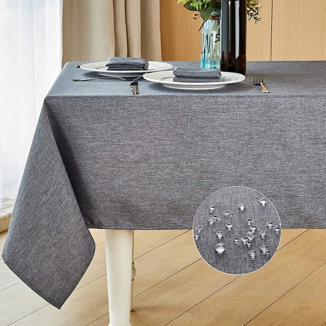 Mantel rectangular Mantel efecto lino Mantel lavable e impermeable Decoración de mesa Mantel impermeable de lino sintético Hogar Exterior Hotel