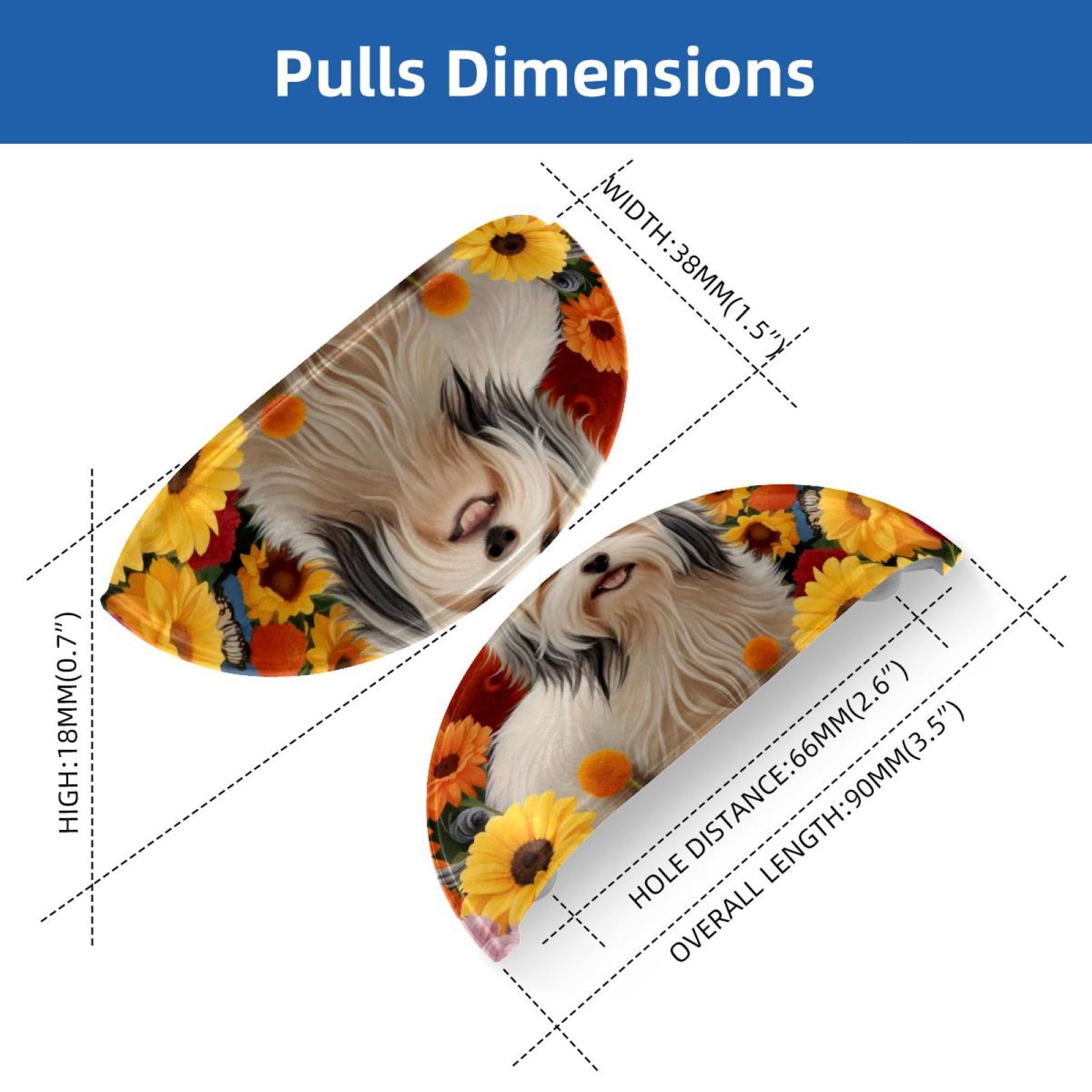 PhooArto 6 Pcs Cup Drawer Pulls, Dog Sunflowers Butterflies Shell Shape Handles Cabinet Knobs for Dresser Cupboard Closet Wardrobe with Screws
