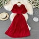 thumbnail image 1 of Formal Women's Dress V-neck Pleated Dress Elegant Temperament Waist Lace-up Hem Long Skirt Office Lady Evening Dresses VestidosL Gao Jinjia LED, 1 of 2
