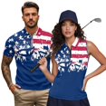 thumbnail image 2 of Garronmavis American Flag Matching Couple Golf Shirts Moisture Wicking Funny Men Women Matching Couple Golf Shirts for Casual Wear Breathable Fabric Lapel Design Soft, 2 of 6