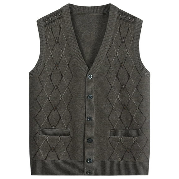 RMGVDSD Men's Sweater Vests V Neck Sleeveless Knitted Cardigan Vest Comfortable Button Sweater Vest Casual Pullover Fall Outwear Men's Knit Sweater