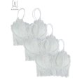 thumbnail image 2 of Gustave 3 Pack Women Sexy Lace Padded Camisole V Neck Crochet Bralette Half Bra Spaghetti Strap Crop Tops Vest "White, L", 2 of 10