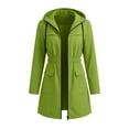 thumbnail image 4 of BRGZLK Rain Coats for Women Trendy Zip Up Solid Color Long Sleeve Hooded Lightweight Long Waterproof Jackets Elastic Waist Casual Outdoor Hiking Raincoats Green M, 4 of 7