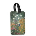 thumbnail image 1 of WIRESTER Rectangle PU Leather Luggage Tags for Travel Suitcase Baggage 4.05 x 2.83 inches - Gustav Klimt Flower Garden, 1 of 7