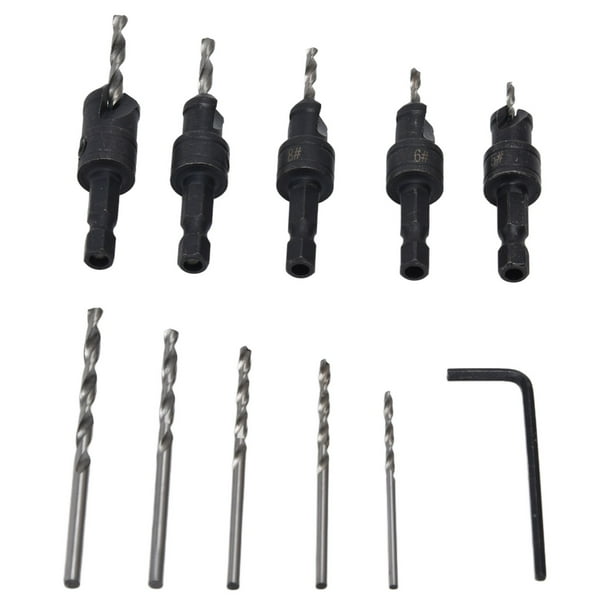 Brocas avellanadoras métricas, 11 piezas Brocas avellanadoras Herramientas para trabajar la madera Brocas avellanadoras construidas para el futuro Jadeshay A