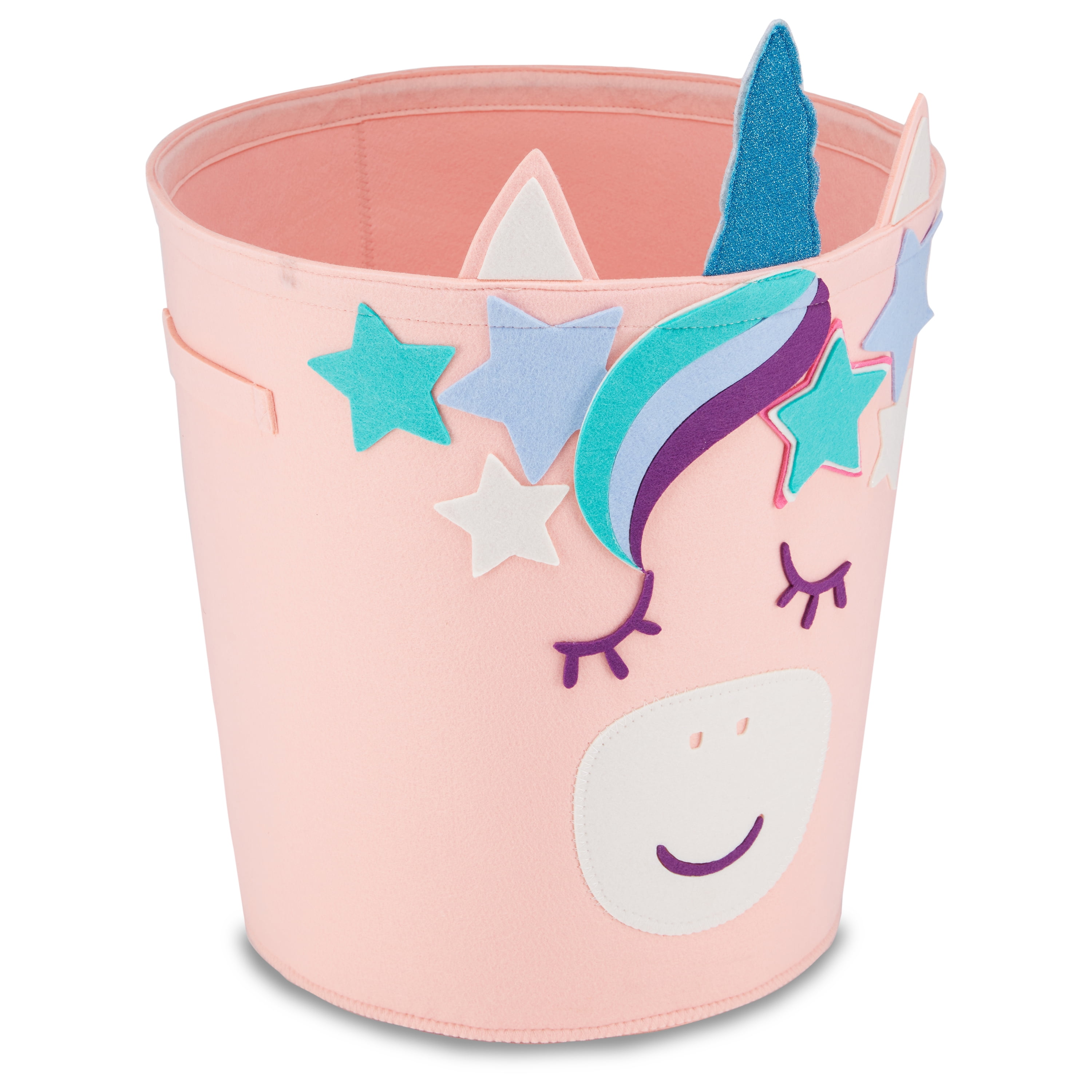 Your Zone Kids Unicorn Felt Storage Floor Storage Basket with Handles, 17 in x 17.5 in
