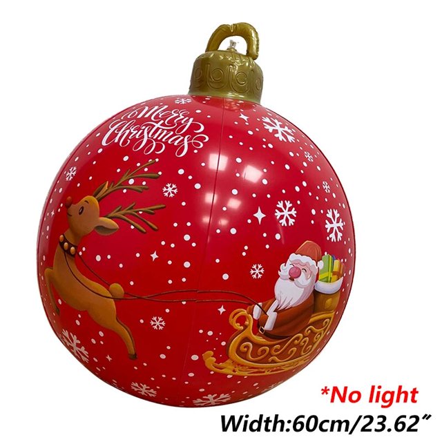 Bolas hinchables de PVC para decoración de árbol de Navidad, juguete sin luz, 60cm