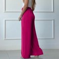 thumbnail image 4 of JGGSPWM High-Waist Wide Leg Slack Pants for Women Elegant Office Straight Fit Trousers with Front Seam Detail Hot Pink M, 4 of 7
