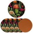 thumbnail image 2 of Cactus 6PCS Round Car Coasters, Microfiber Leather Drink Cup Holders, 11x11 cm/4.3x4.3 in - Set of 6 Absorbent Car Coasters for Car, SUV, Truck, Easy to Clean Auto Accessories, 2 of 6