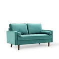 thumbnail image 1 of Modway Valour Causeuse Moderne en Velours de Performance Bleu Sarcelle/noyer, 1 of 10