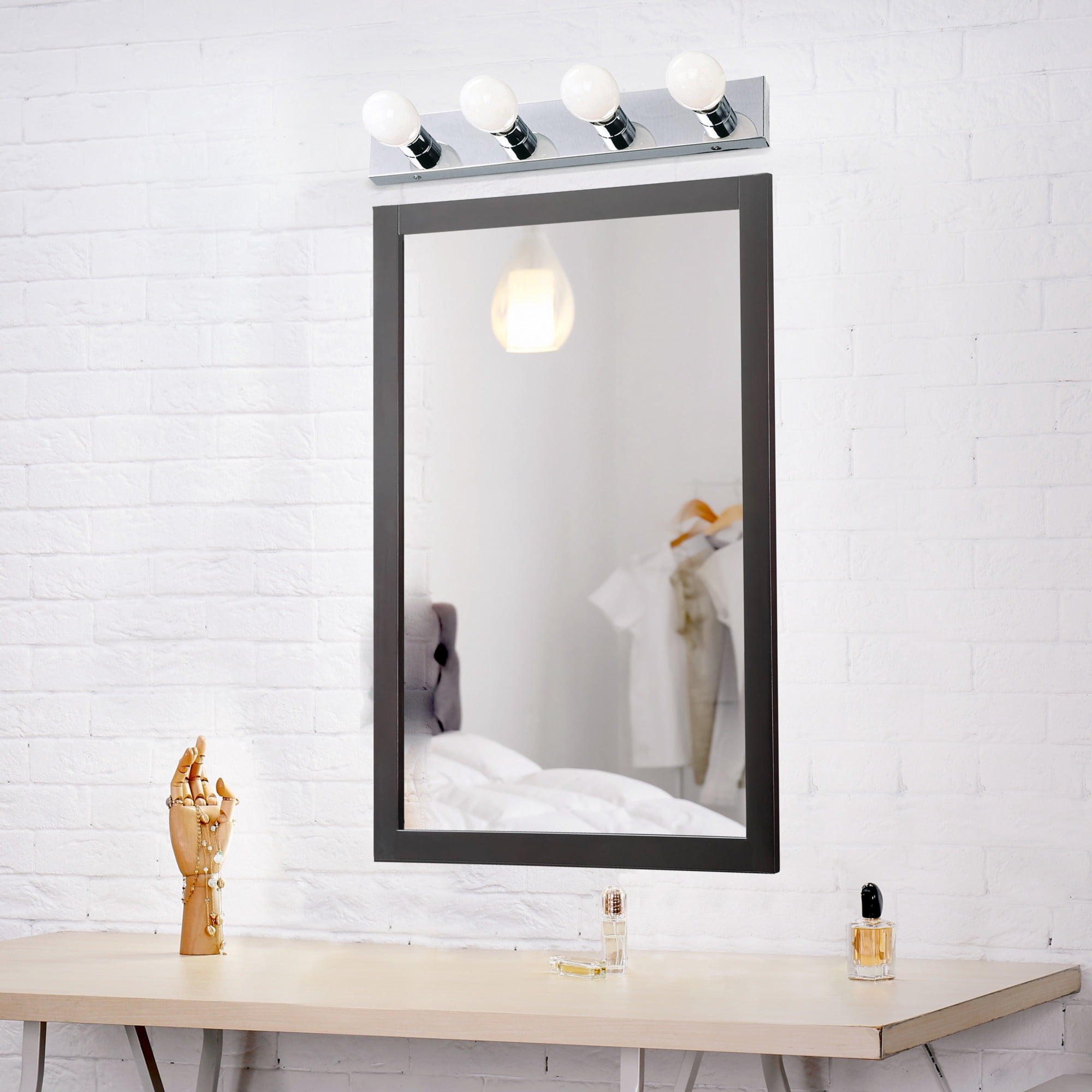 Design House 500892 4-Light Vanity Strip Light Contemporary Dimmable for Bathroom, Bedroom, Makeup Vanity, Polished Chrome