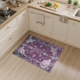 thumbnail image 2 of ODIKA 3'x5' Washable Accent Rug Purple Vintage Plum Distressed Boho Allover Pink Mauve Grey Lilac for Bedside, Nursery Room, Pet Friendly & Non-Shedding, 2 of 7