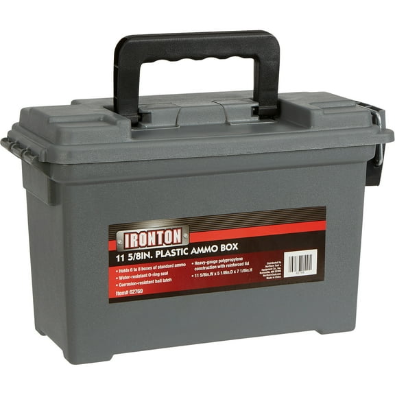Ironton 8-Pc. Plastic Ammo Box, 11-5/8in.W x 5-1/8in.D x 7-1/8in.H., Water Resistant