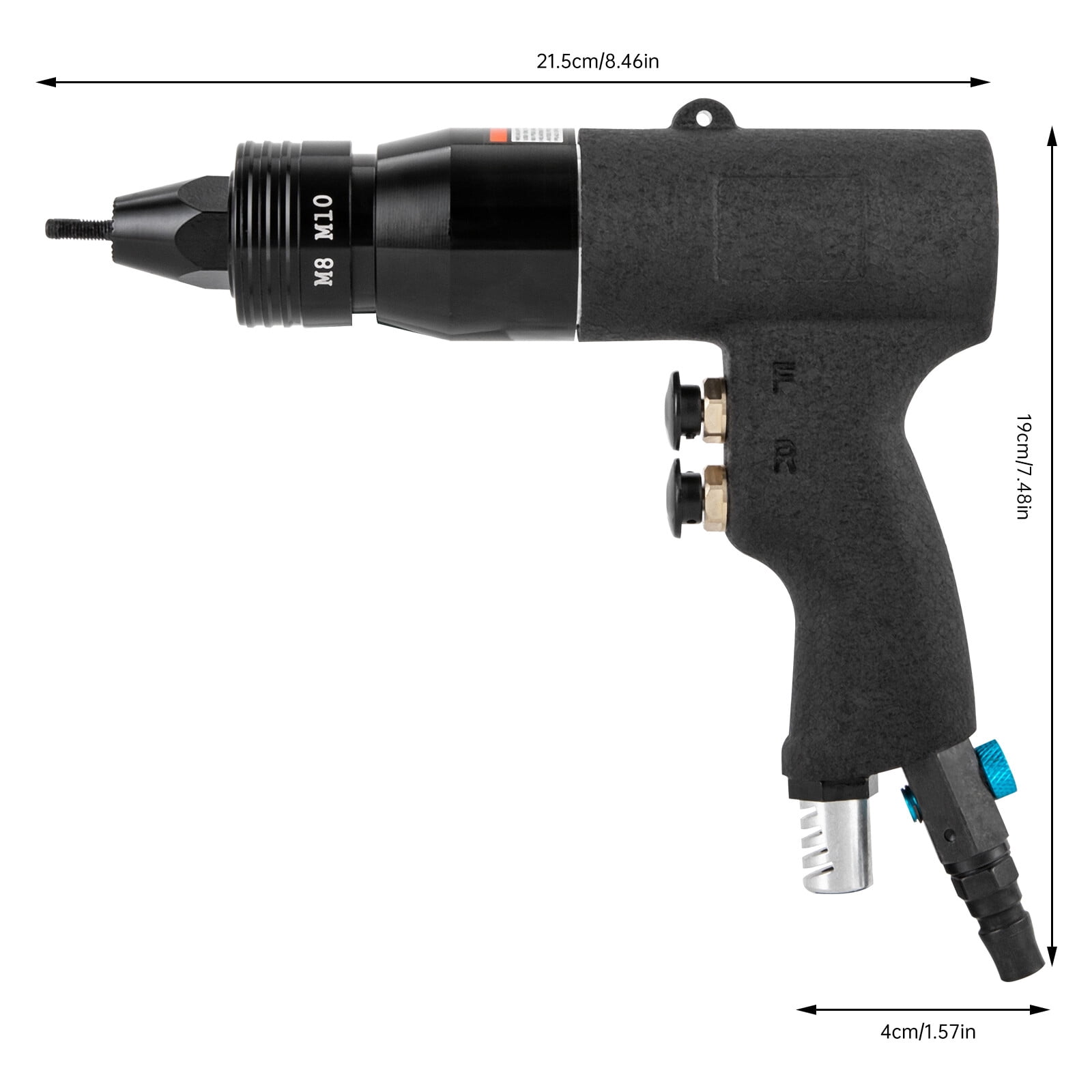 1/4" Pneumatic Rivet Nut Gun Rivnut Setting Gun M5, M6, M8, M10 Gun Heads