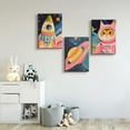 thumbnail image 3 of Astronaut Wall Art Space Adventure Posters Whimsical in Space Pictures Funny Cat Canvas Wall Decor Cute Pink Cat Prints Painting Colorful Kids and Nursery Art(Framed canvas), 3 of 6
