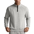 thumbnail image 3 of ZUBKTE Men's Quarter Zip Cotton Pullover Lightweight Mock Neck Sweatshirt Casual Long Sleeve Shirts M-3XL, 3 of 7