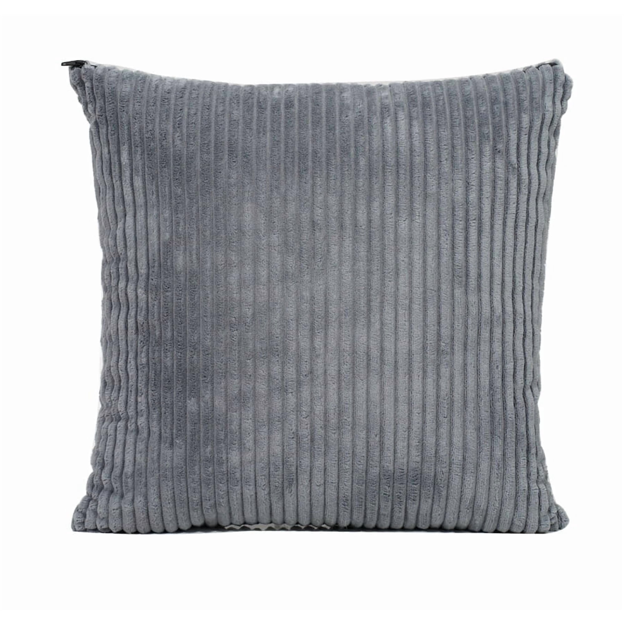 BEHOST 1 Pack Throw Pillows with Insert and Removable Cover, Gray Corduroy