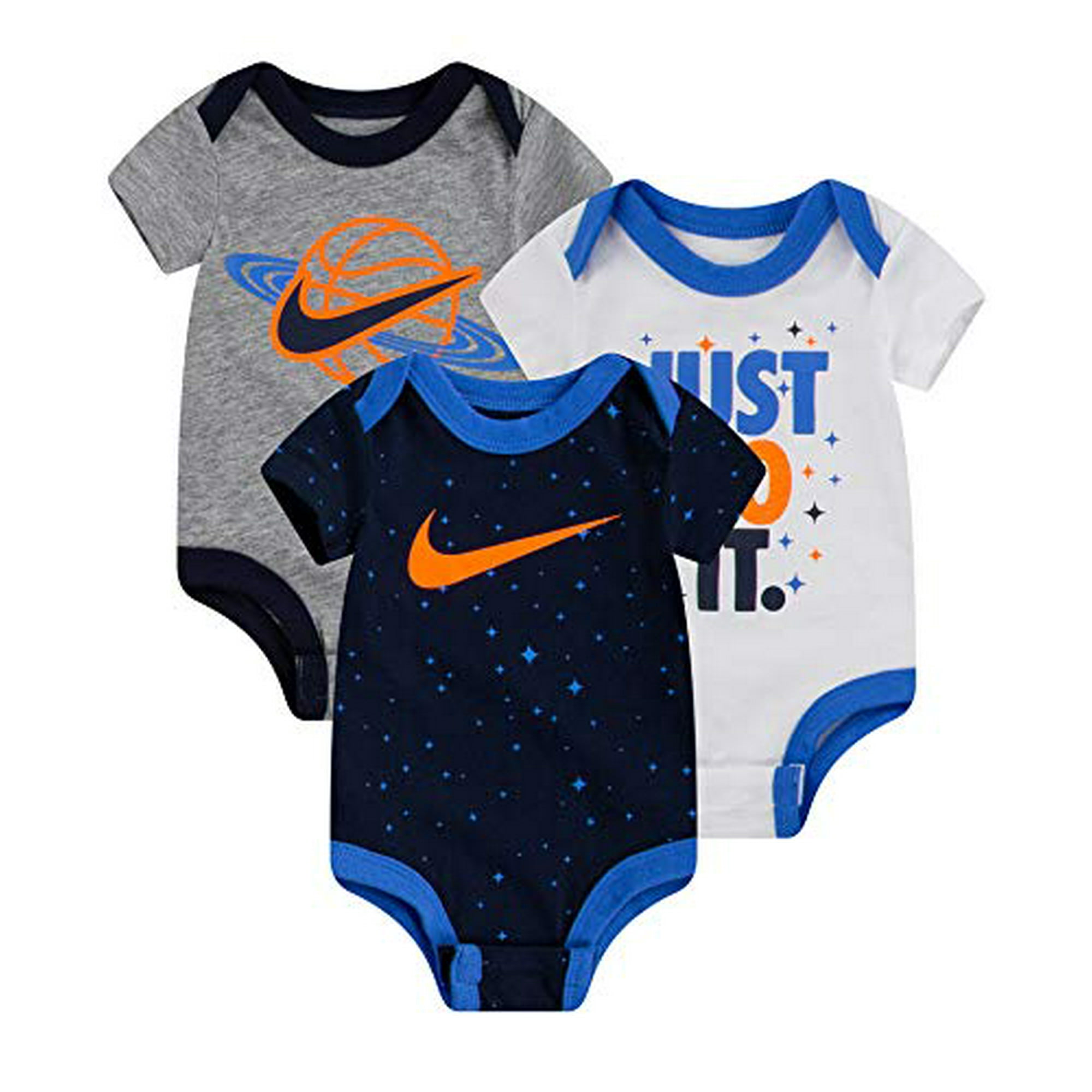 Nike Infant Baby Bodysuit 3 Pack Midnight Navy 56G400 U90 White 0 3 Months Walmart