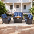 thumbnail image 2 of Jentlehouse 8-Piece Patio Furniture Set with Fire Pit Table Wicker Outdoor Sectional Set with Loveseat Patio Conversation Set for Deck Porch Garden, 2 of 11