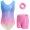 Multicolor Line, variant on Girls Gymnastics Leotards, Glitter Ballet Dance Unitards Biketards Activewear with Short & Hairband for Kids