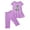 Purple, variant on Zwiiyzr 1-10 Years Little & Big Girl Summer Outfits Dinosaurs Ruffle Short Sleeved Flutter Sleeve Elastic Waist Cropped Pants Daisy 2Pcs Clothing Set Purple