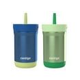 thumbnail image 1 of Contigo Kids Leighton Spill-Proof Stainless Steel Tumbler with Straw, 12 oz (354 ml), Blue & Green, 2 Pack, 1 of 7