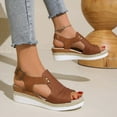 thumbnail image 6 of LFXJVY Wedge Heel Sandals For Women Platform Bohemian Style Open Toe Ankle Strap Backstrap Holiday Beach Summer Espadrille Brown 40, 6 of 8