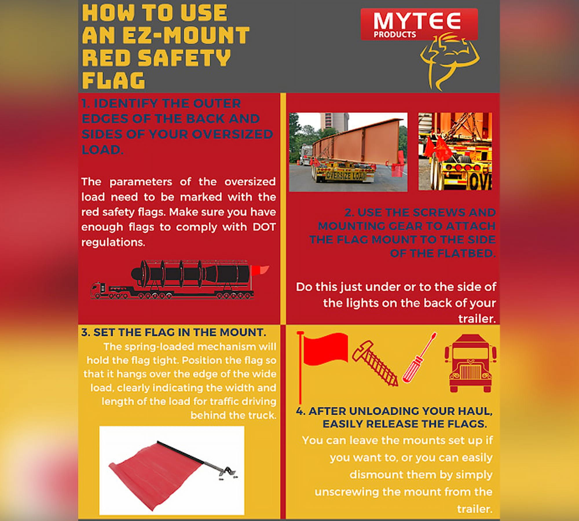 (8 Pack) EZ Mount Warning Flag Red 18" x 18" Spring Loaded Quick n Easy Disconnect