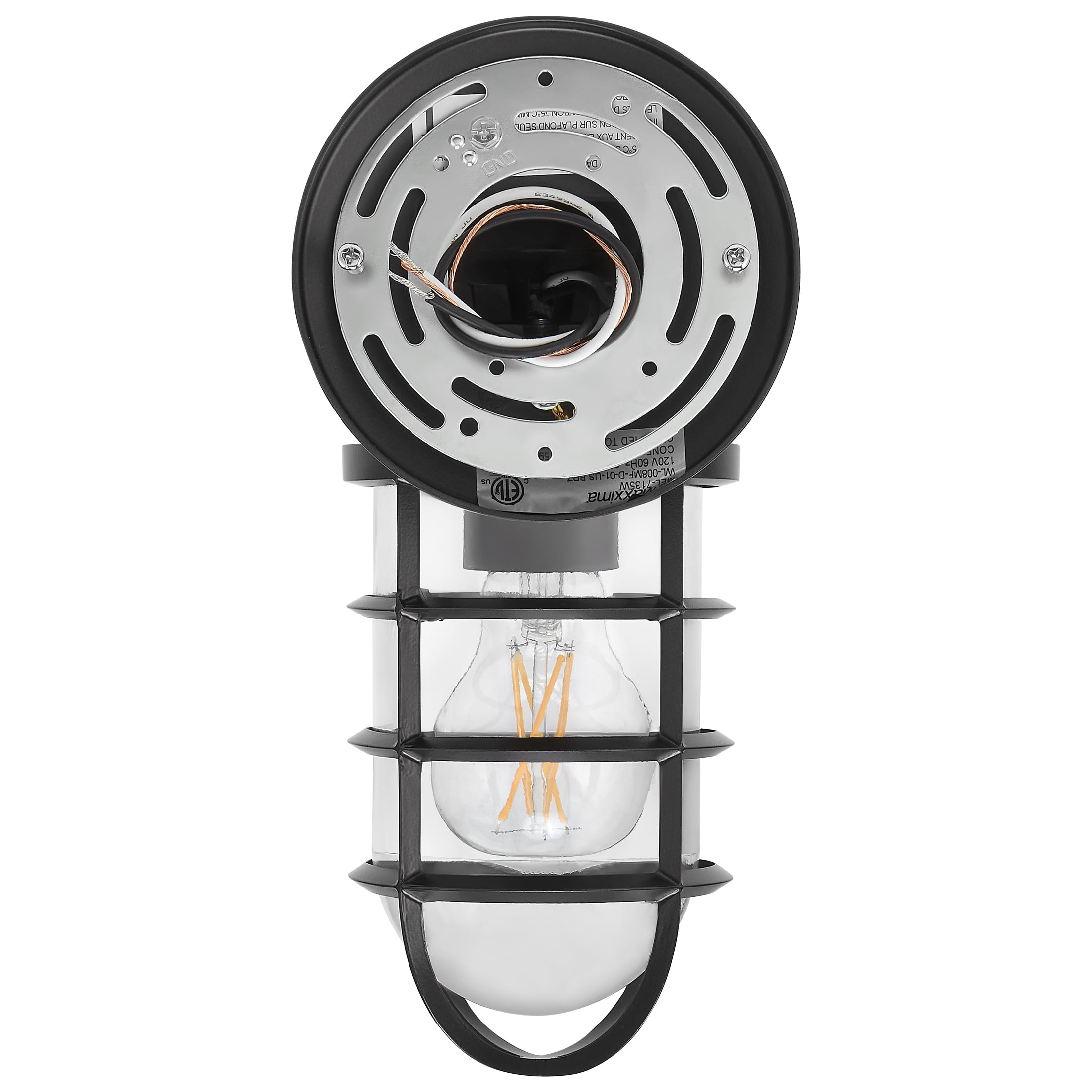 Maxxima LED Cage Light Wall Lantern - Outdoor Porch Light w/ A19 Edison Bulb, 800 Lumens, 2700K Soft White, Dimmable, Decorative Fixture with Modern Mount for Front Door, Garage, and Indoor Lighting