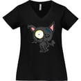 thumbnail image 3 of Inktastic Goth Animals Pets Black Cat Women's Plus Size V-Neck T-Shirt, 3 of 5