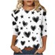 thumbnail image 2 of Xuyuer Valentines Day Lightweight Heart Pattern Tunic Spring Summer Shirts T-Shirts Graphic Tee Tops Womens Casual 3/4 Sleeve Shirts Dressy Round Neck Tops Fashion, 2 of 5