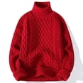 thumbnail image 3 of Suéter de cuello alto de jacquard vintage engrosado para hombre, suéter holgado de invierno para jóvenes, calidez y comodidad, 3 of 6