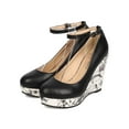 thumbnail image 5 of Hearts Collection EI82 Women Leatherette Round Toe Ankle Strap Floral Platform Wedge, 5 of 5